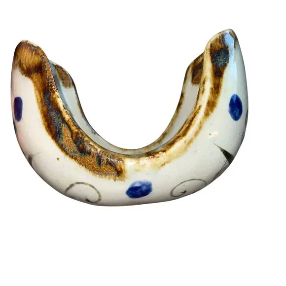Ken Edwards Vintage Candle Holder Tonala Pottery Bird Hand Painted U Shape